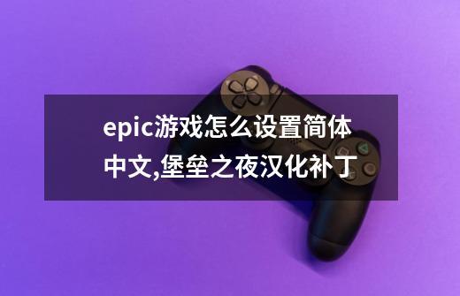 epic游戏怎么设置简体中文,堡垒之夜汉化补丁-第1张-游戏资讯-一震网